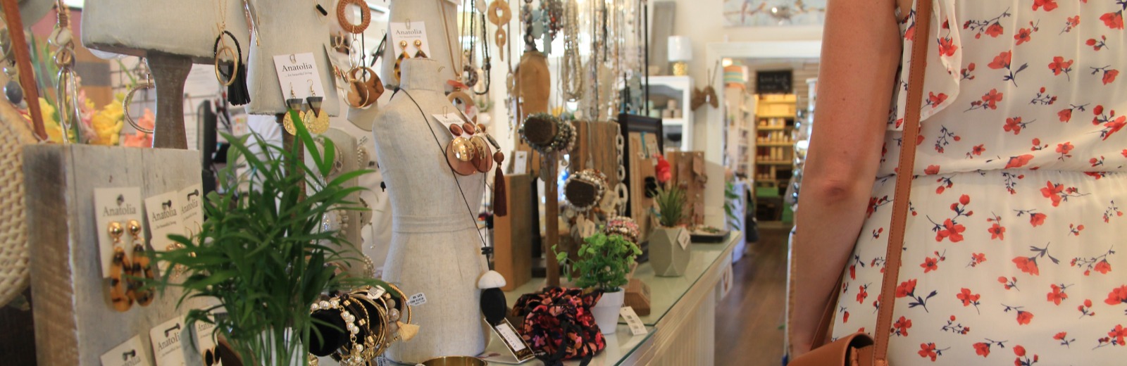 Person looking at items in a retail shop