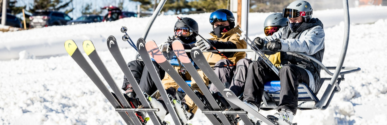 People on a ski chair lift